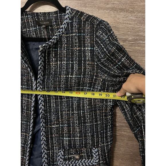 Talbots Plus Size 16 Blue Houndstooth Blazer Coat Suit Business Casual Career - Picture 7 of 11